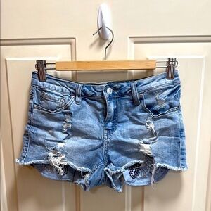 Angel Kiss Los Angeles Distressed Denim Raw Hem Cut off Shorts size 5